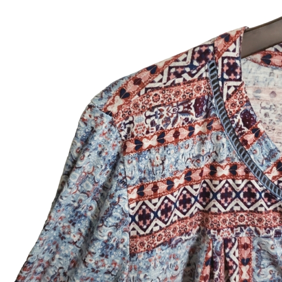 Style & Company Print Roll-tab Sleeve Button Front Shirt Top Women's 1X - Picture 4 of 11